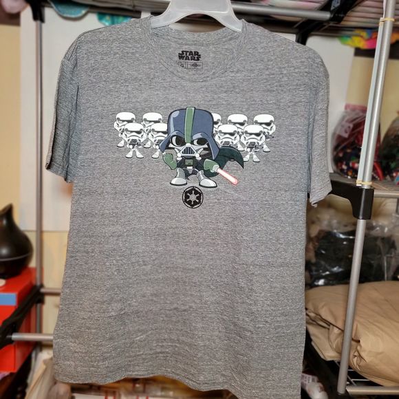 Star Wars Graphic Dark Side Littles Grey SS Tee - Size Large - Picture 2 of 4